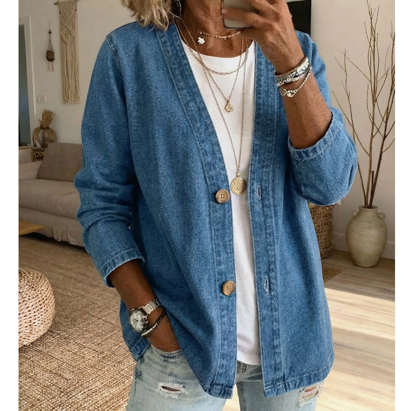 🧥Neu eingetroffen – 40 % Rabatt!🍊Klassische Jeansjacke für Damen mit Knopfleiste