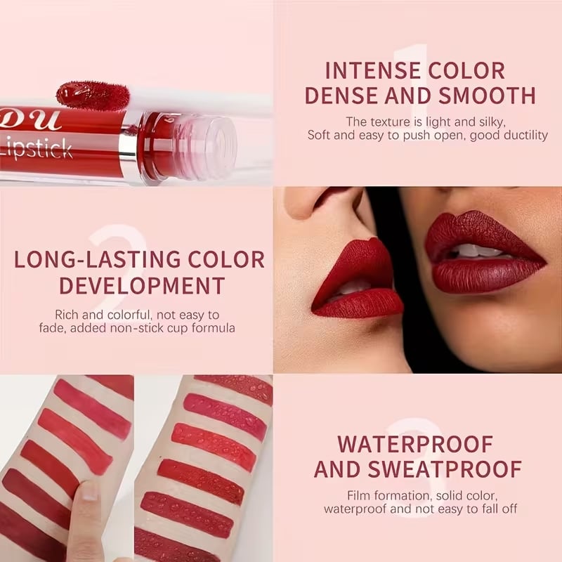 📢📢50% RABATT!!!⏰💄18 Stück matter, wasserfester, langanhaltender Lipgloss💋