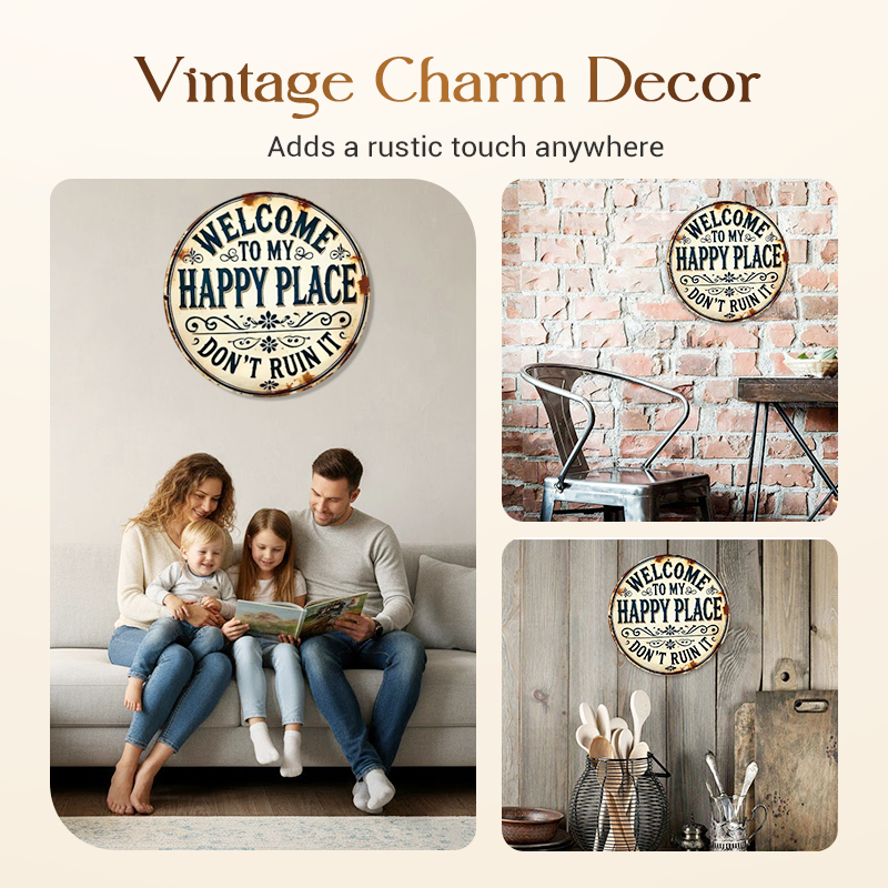 Vintage-Metallschild „Happy Place“