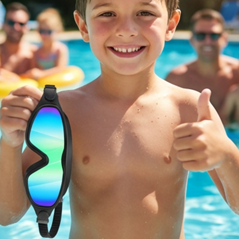 Schwimmbrille für Kinder, 2er-Set – beschlagfreie Schwimmbrille mit Ohrstöpseln, Weitwinkel-Design, bequeme Schwimmbrille aus Silikon für Jungen und Mädchen