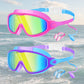 Schwimmbrille für Kinder, 2er-Set – beschlagfreie Schwimmbrille mit Ohrstöpseln, Weitwinkel-Design, bequeme Schwimmbrille aus Silikon für Jungen und Mädchen
