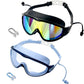 Schwimmbrille für Kinder, 2er-Set – beschlagfreie Schwimmbrille mit Ohrstöpseln, Weitwinkel-Design, bequeme Schwimmbrille aus Silikon für Jungen und Mädchen