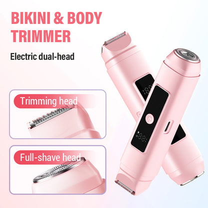 Elektrischer Bikini- und Körpertrimmer mit zwei Scherköpfen