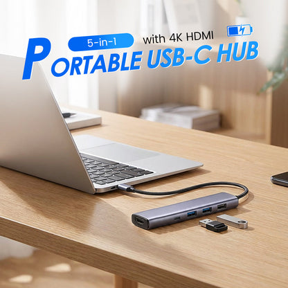 Tragbarer 5-in-1 USB-C-Hub mit 4K-HDMI-Ausgang