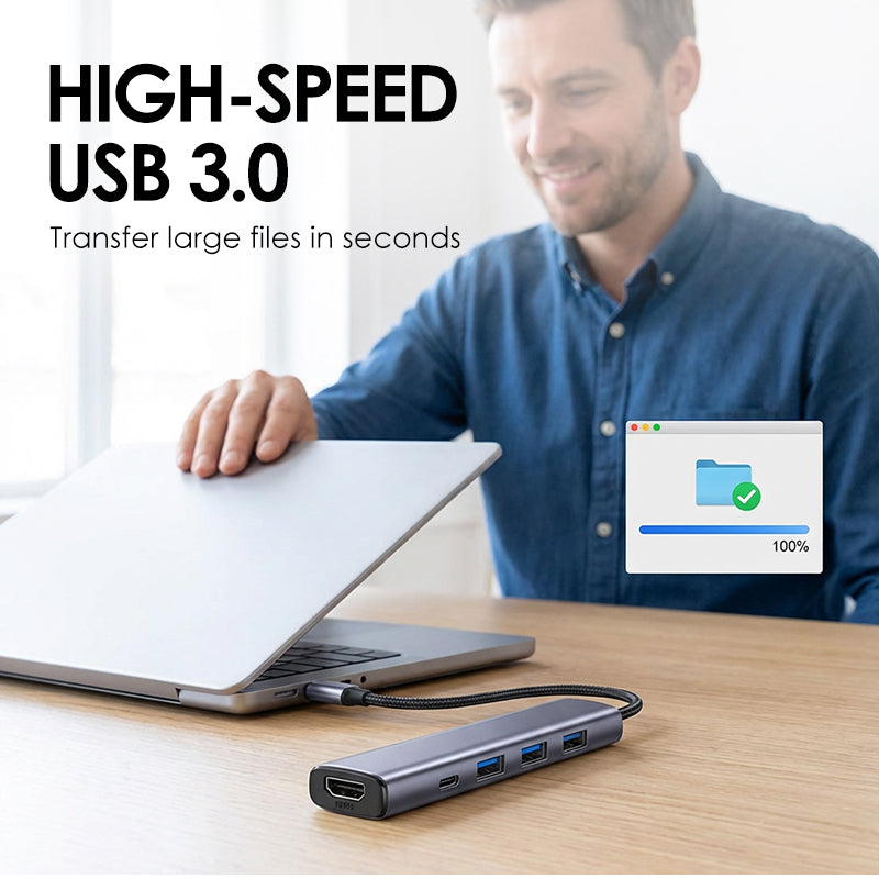 Tragbarer 5-in-1 USB-C-Hub mit 4K-HDMI-Ausgang