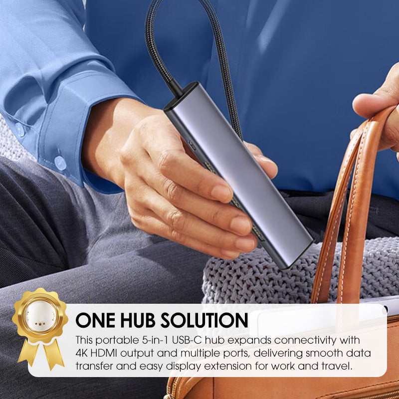 Tragbarer 5-in-1 USB-C-Hub mit 4K-HDMI-Ausgang
