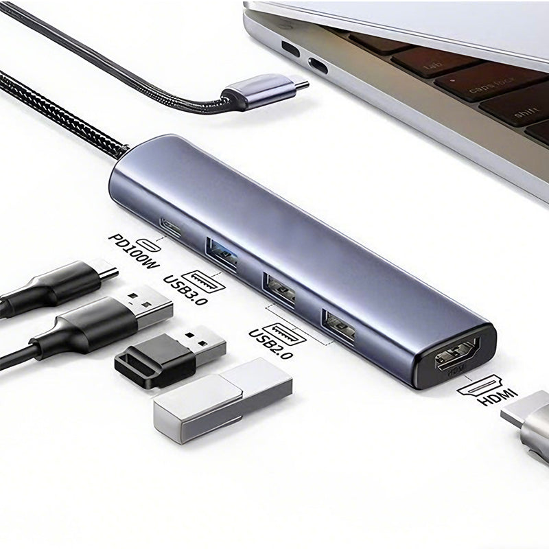 Tragbarer 5-in-1 USB-C-Hub mit 4K-HDMI-Ausgang