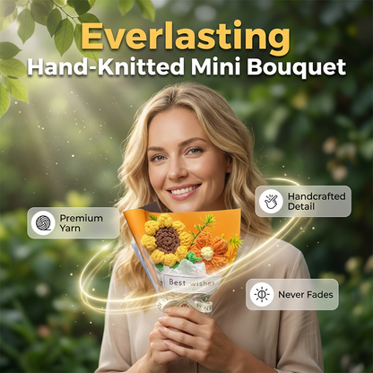 Bezaubernder handgestrickter Mini-Blumenstrauß