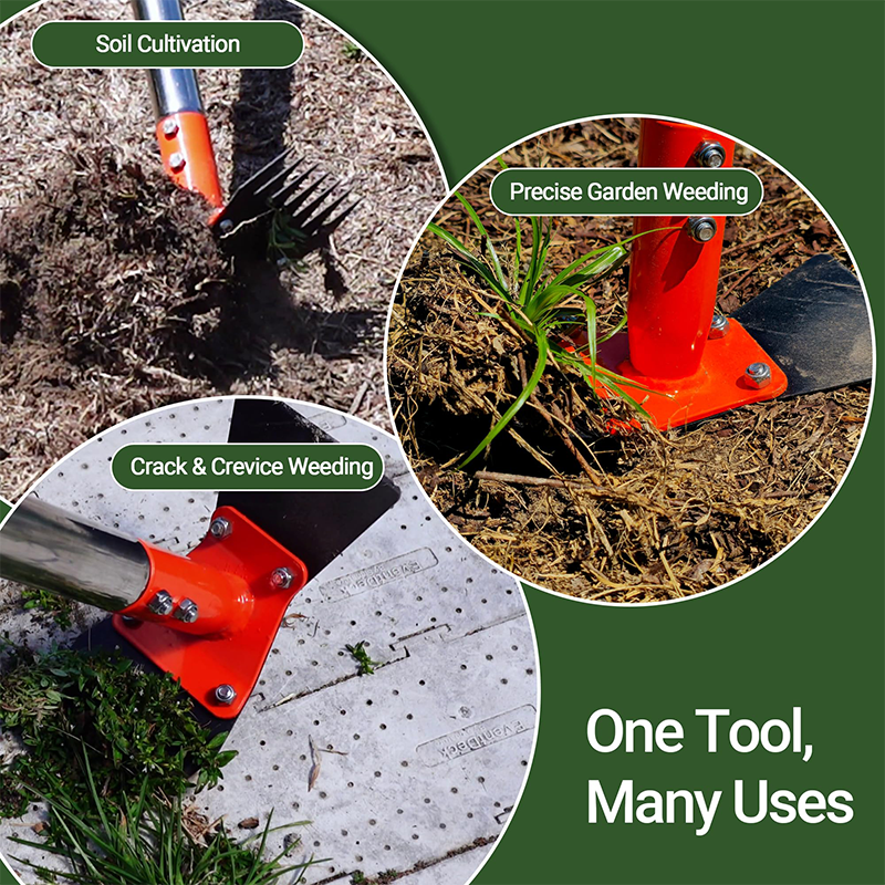 2-in-1 Gartenhacke und Rechen mit langem Stiel