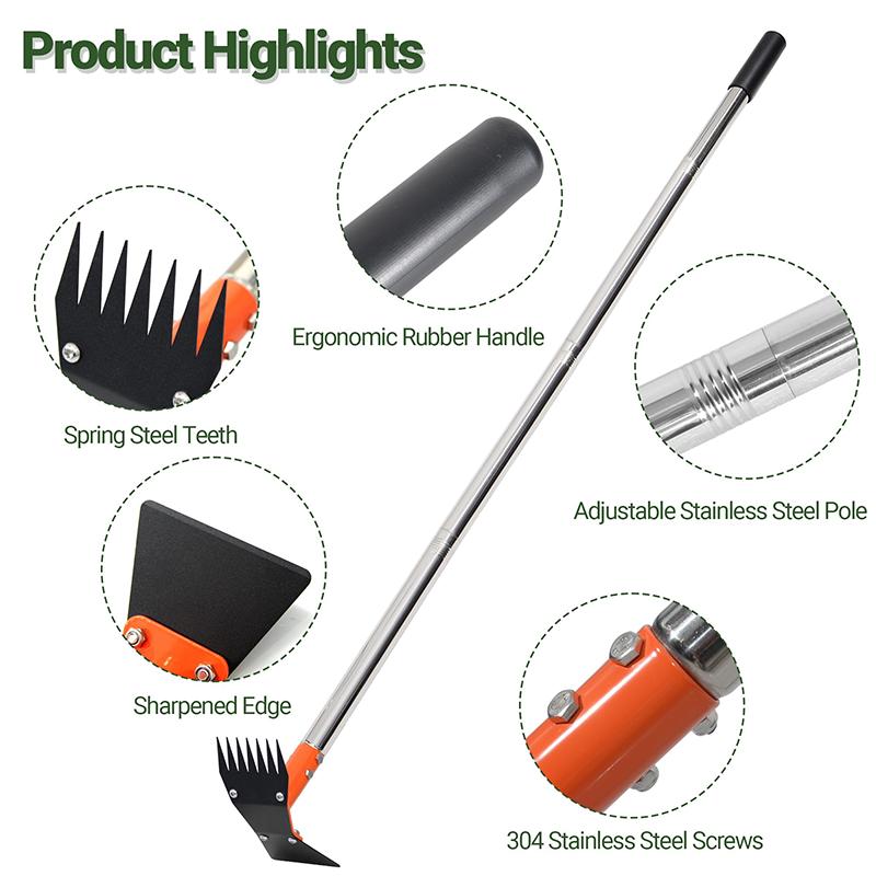 2-in-1 Gartenhacke und Rechen mit langem Stiel