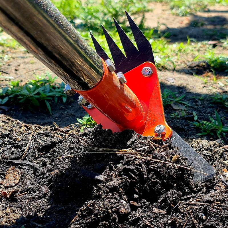 2-in-1 Gartenhacke und Rechen mit langem Stiel