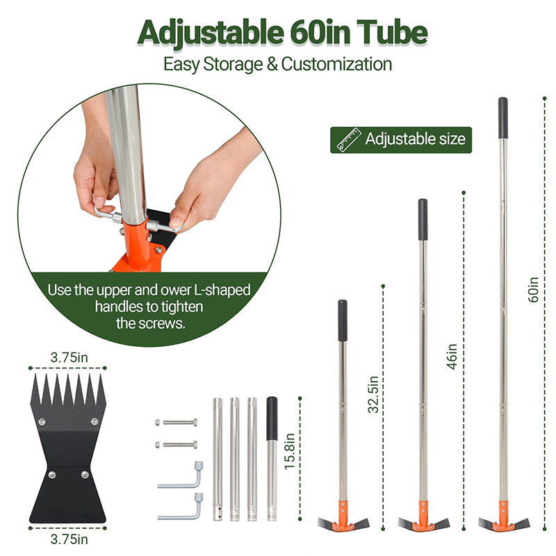 2-in-1 Gartenhacke und Rechen mit langem Stiel