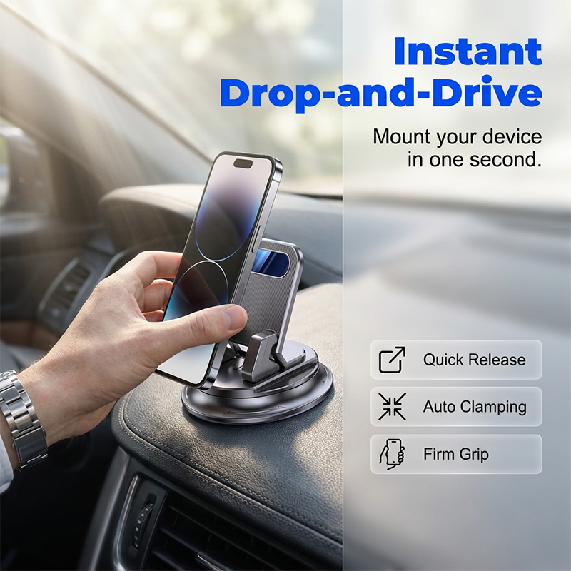 🔥Drehbarer Auto-Handyhalter fürs Armaturenbrett – stabil, kompakt & vielseitig – ideal für Navigation & freihändiges Telefonieren🚗📱