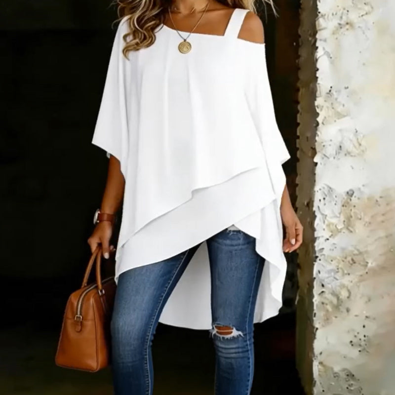 ✨ 50% RABATT 🔥 Damenbluse mit asymmetrischem Schnitt – locker, modern & stilvoll für jeden Tag 💫