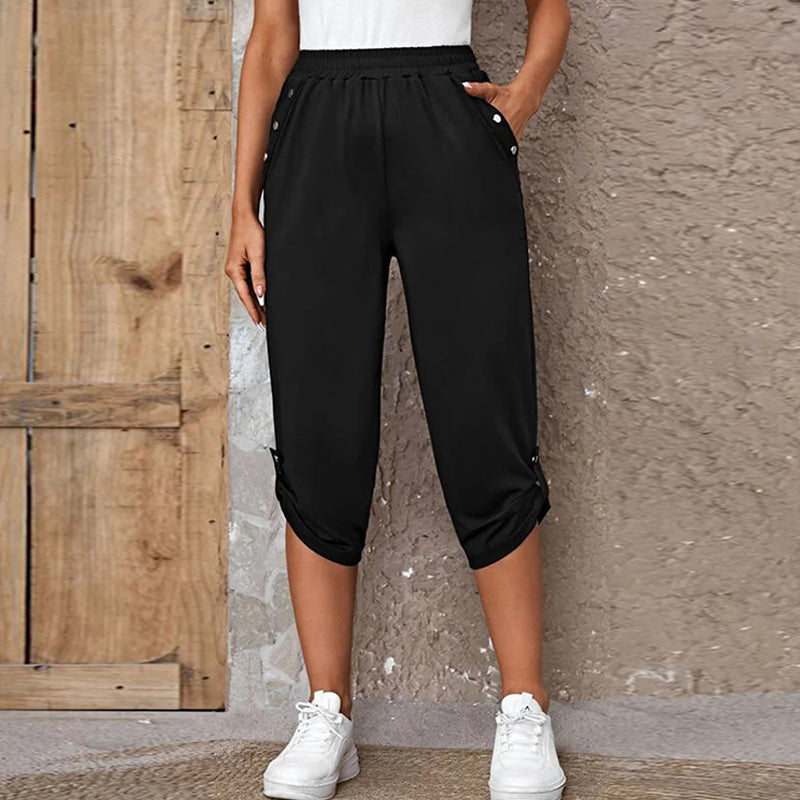 Lässige Caprihose für Damen mit elastischem Bund
