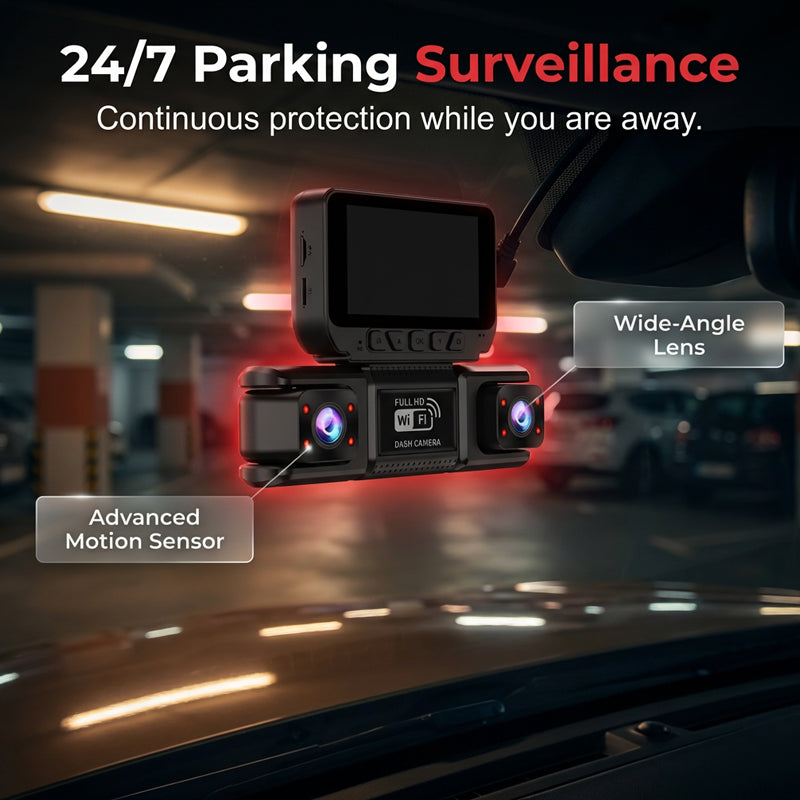 HD-Dashcam mit mehreren Objektiven und WLAN
