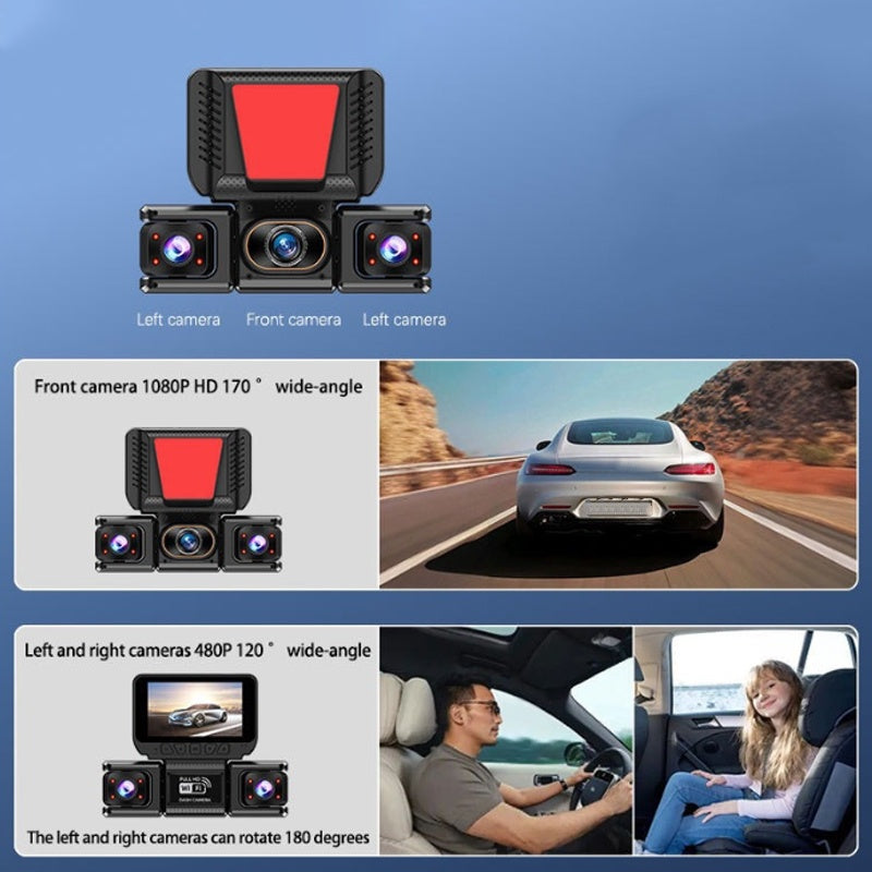 HD-Dashcam mit mehreren Objektiven und WLAN