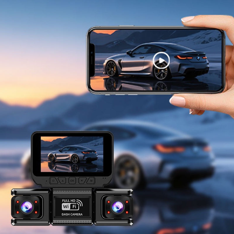HD-Dashcam mit mehreren Objektiven und WLAN