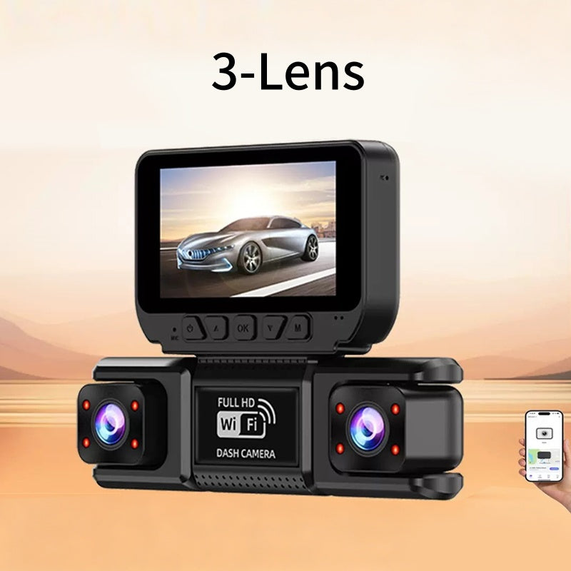 HD-Dashcam mit mehreren Objektiven und WLAN