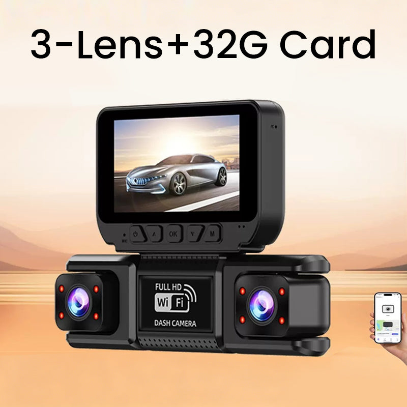 HD-Dashcam mit mehreren Objektiven und WLAN