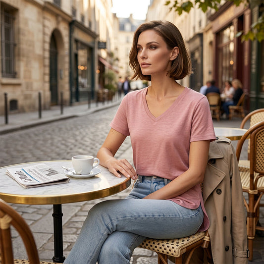 Lässiges Damen-T-Shirt mit V-Ausschnitt und kurzen Ärmeln