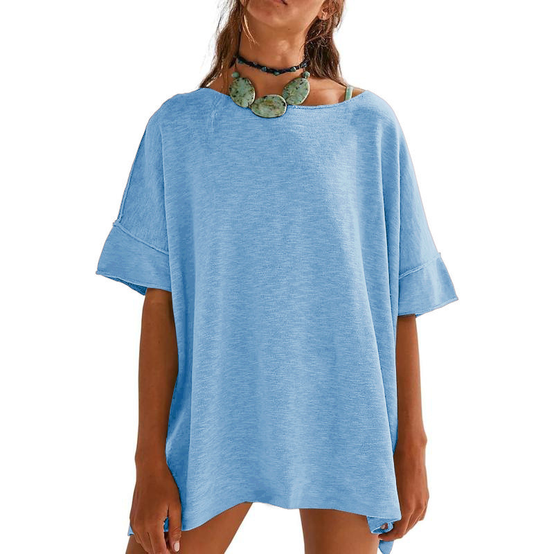 🌺👕 Lockeres Damen Oberteil – U-Boot-Ausschnitt, Einfarbig & Bequem – 50% RABATT! Leicht, lässig & perfekt für Sommer & Alltag ☁️