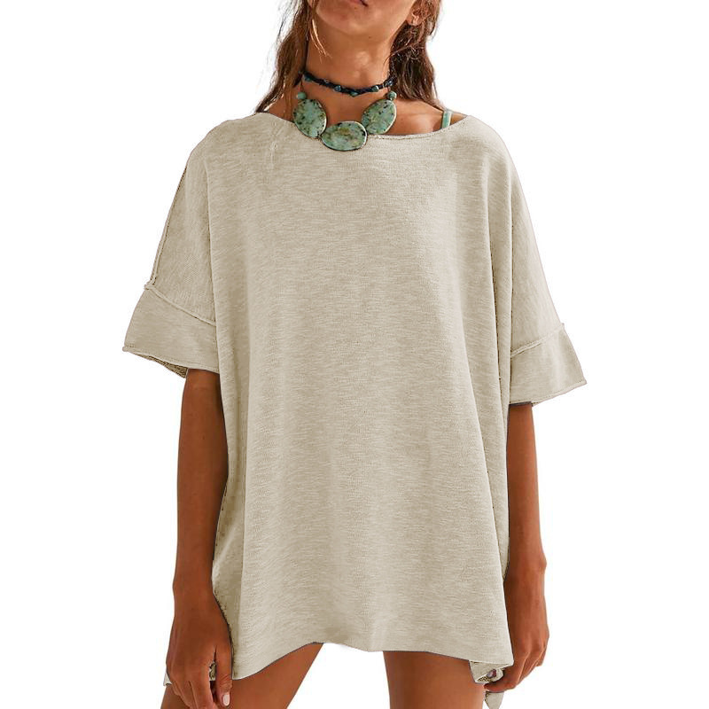 🌺👕 Lockeres Damen Oberteil – U-Boot-Ausschnitt, Einfarbig & Bequem – 50% RABATT! Leicht, lässig & perfekt für Sommer & Alltag ☁️