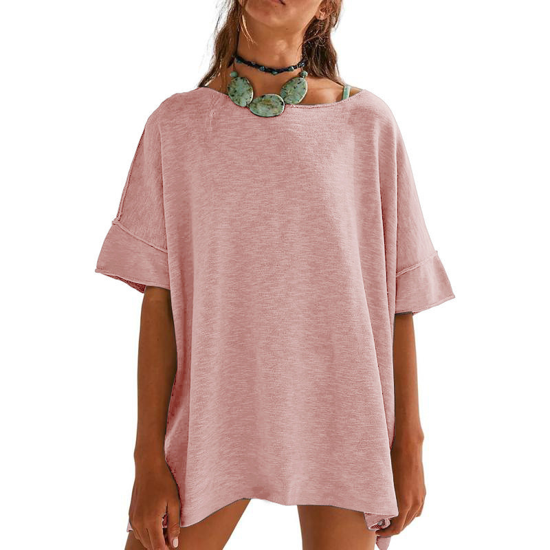 🌺👕 Lockeres Damen Oberteil – U-Boot-Ausschnitt, Einfarbig & Bequem – 50% RABATT! Leicht, lässig & perfekt für Sommer & Alltag ☁️