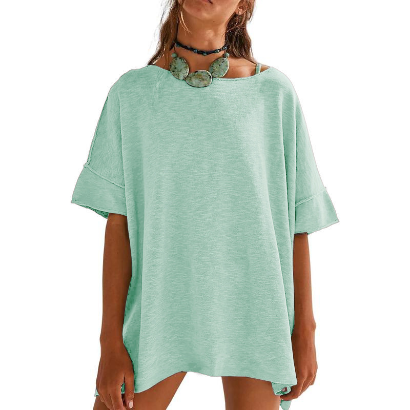 🌺👕 Lockeres Damen Oberteil – U-Boot-Ausschnitt, Einfarbig & Bequem – 50% RABATT! Leicht, lässig & perfekt für Sommer & Alltag ☁️