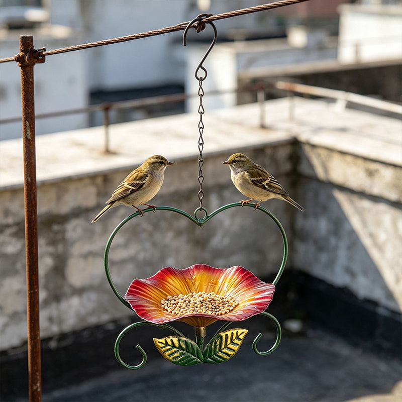 Hängender herzförmiger Vogelfutterspender für den Außenbereich