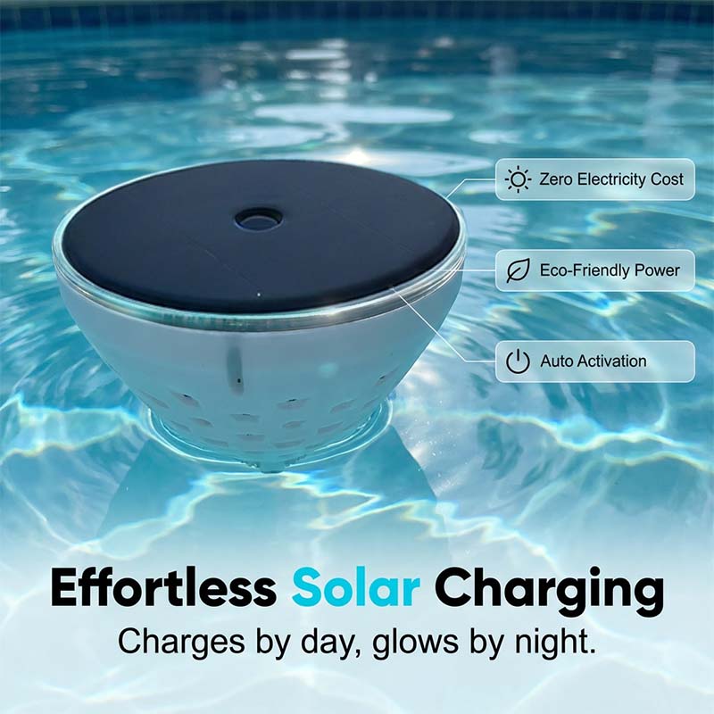 Solarbetriebene Schwimmbadleuchte mit Fischprojektion