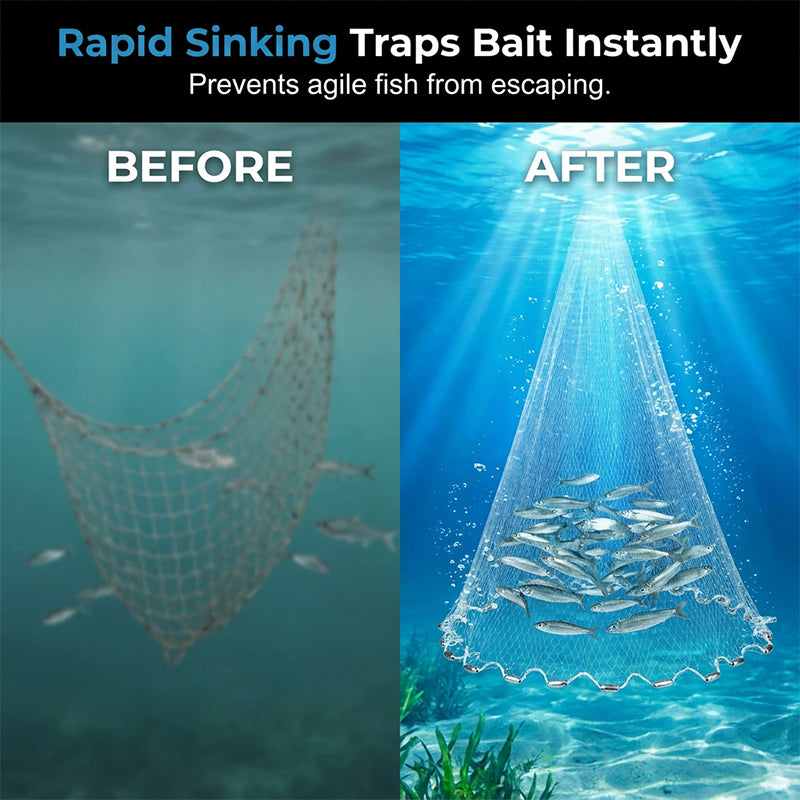 📢📢50% RABATT !!⏰Wurfnetz zum Angeln – Robust & schnell sinkend – Perfekt für Meer, See oder Fluss – vielseitig einsetzbar zum Fang von Köderfischen oder Garnelen 🌊