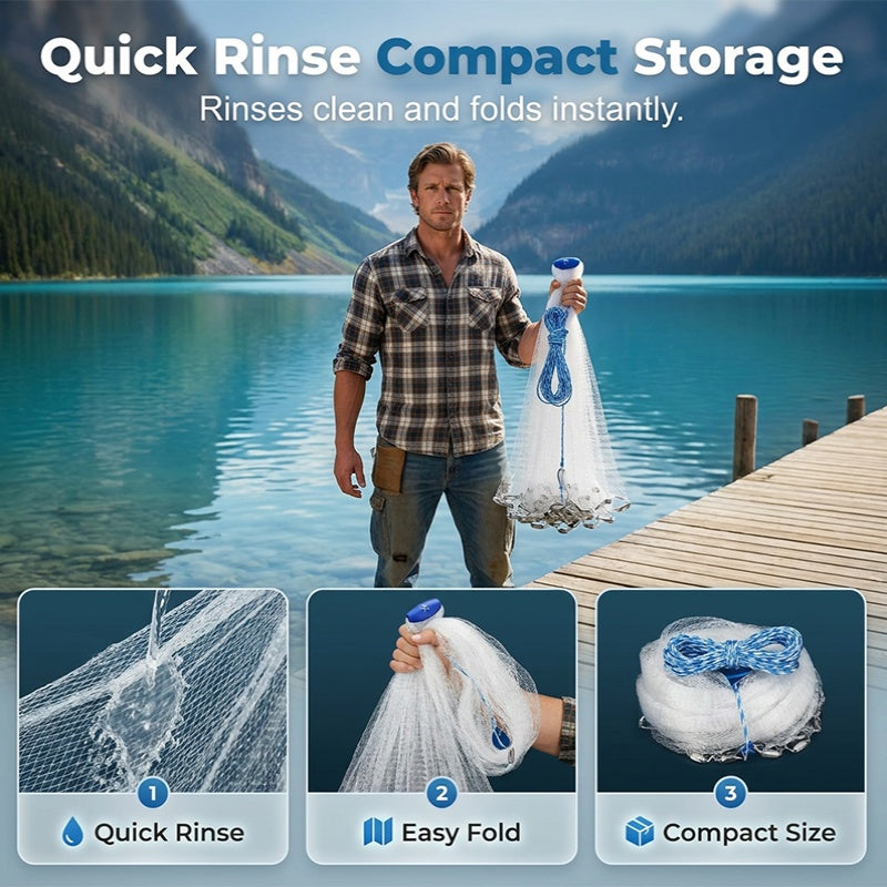 📢📢50% RABATT !!⏰Wurfnetz zum Angeln – Robust & schnell sinkend – Perfekt für Meer, See oder Fluss – vielseitig einsetzbar zum Fang von Köderfischen oder Garnelen 🌊