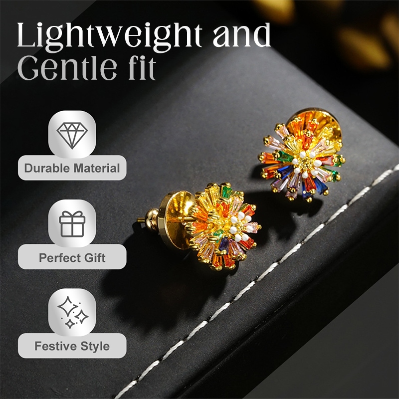 ✨ 50% RABATT! ⏰ Bunte Feuerwerk Ohrstecker – Zirkonia Design & minimalistisch elegant – Funkelnd, leicht & perfekt für den Alltag oder als farbenfrohes Statement zu besonderen Anlässen 🎆