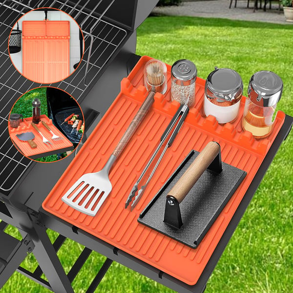 🌞Sommerschlussverkauf 50% RABATT🔥Silikon-Grillwerkzeugmatte mit Tropfschutz