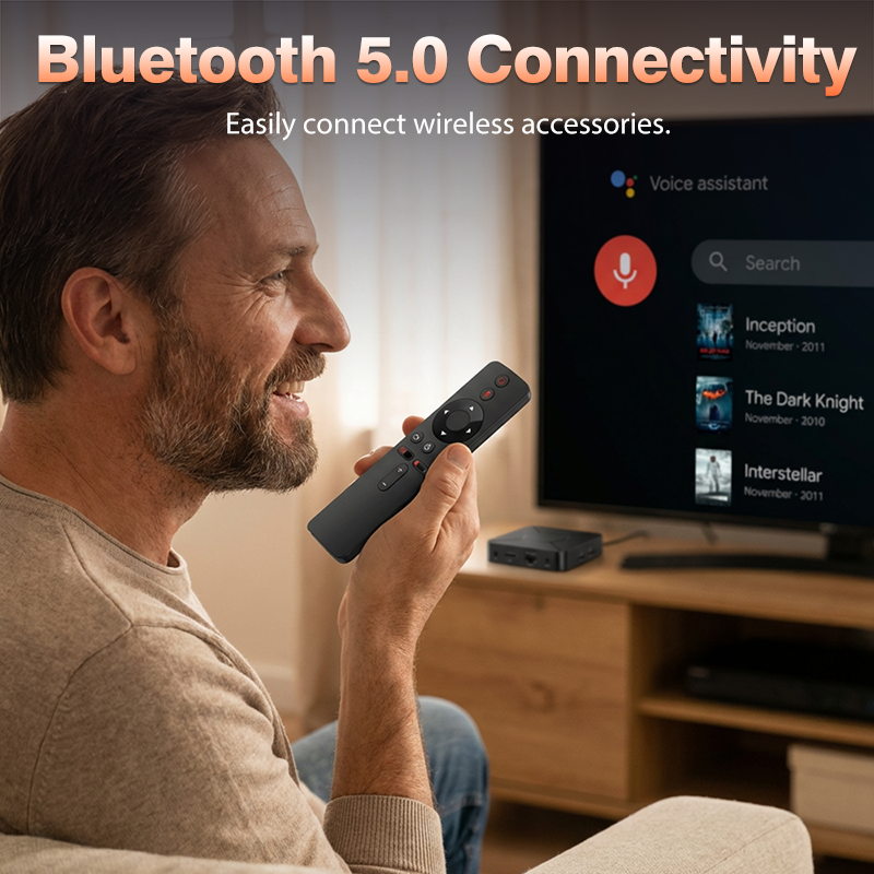 4K Android TV Box mit 2,4G/5G WLAN und Bluetooth 5.0