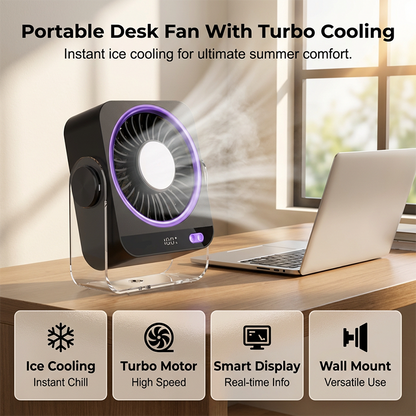 Tragbarer Tisch- und Wandventilator mit LED-Anzeige