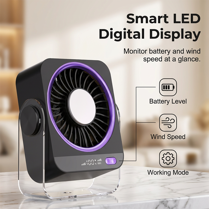 Tragbarer Tisch- und Wandventilator mit LED-Anzeige
