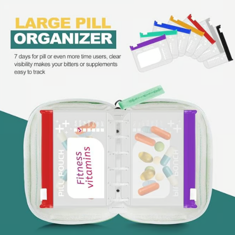 💊Wasserdichter Pillen-Organizer Set – Wiederverwendbare Beschriftungsbeutel für Medikamente, Vitamine & Reisen