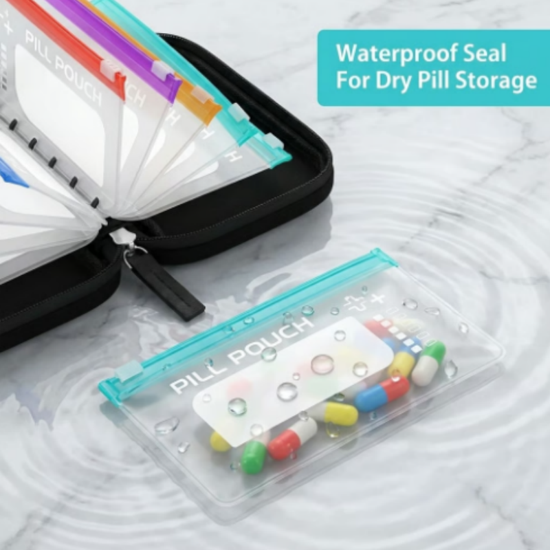 💊Wasserdichter Pillen-Organizer Set – Wiederverwendbare Beschriftungsbeutel für Medikamente, Vitamine & Reisen