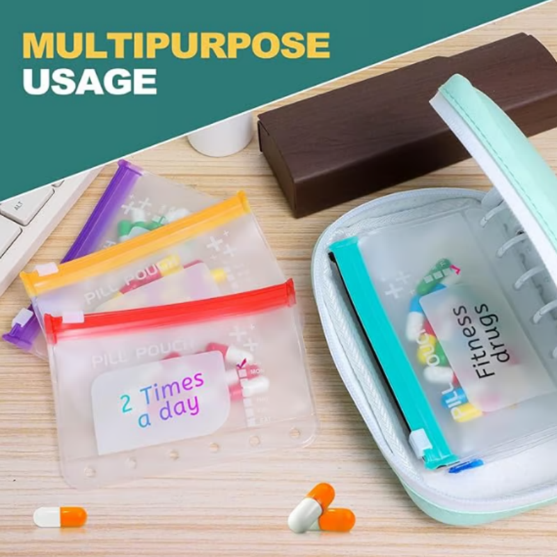 💊Wasserdichter Pillen-Organizer Set – Wiederverwendbare Beschriftungsbeutel für Medikamente, Vitamine & Reisen