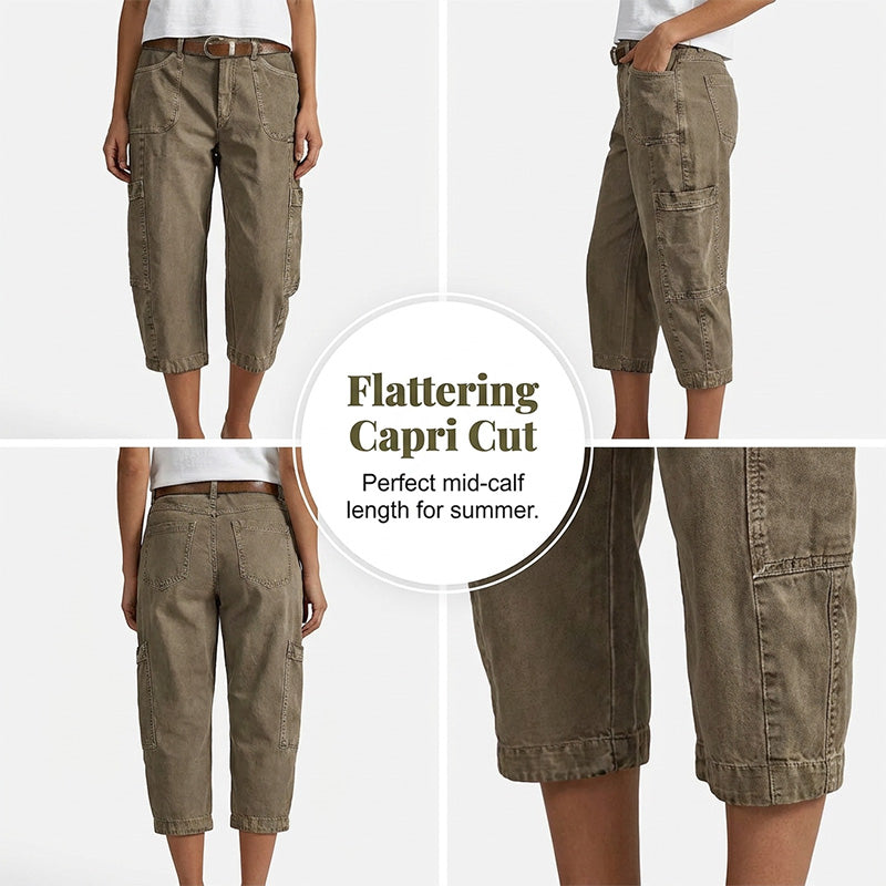 📢Letzter Tag: 55 % Rabatt⏰👖 Lässige Cargo-Caprihosen für Damen – bequeme 3/4-Hosen mit vielen Taschen, perfekt für Alltag, Reisen & Sommer ☀️