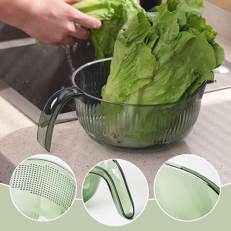 🍚💧 Reisspüle mit integriertem Abtropfsieb – rutschfester Boden, stabiler Griff & feine Löcher für perfekte Wasserabfuhr, ideal für Hülsenfrüchte, Obst & Gemüse