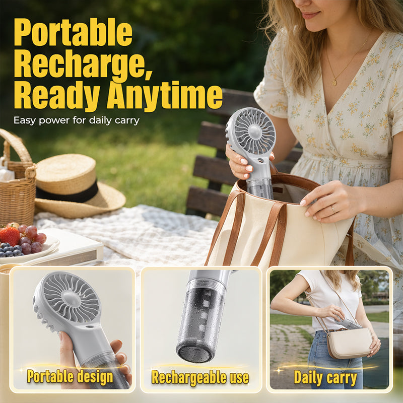 🥳HEISSER SALE 2026🥳💞50.000+ VERKAUFT!  🏖️❄️Tragbarer Handventilator mit Nebelfunktion💦