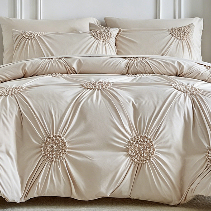 【🔥Nur für kurze Zeit: 50 % sparen!】Elegantes 3-teiliges Pinch-Pleat-Bettwäsche-Set – luxuriöse Textur, weiches Mikrofaser-Material, in vielen Farben & Größen
