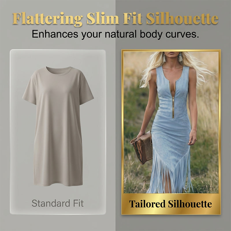 📢📢 Alle tragen es – noch nicht? Jetzt 50%!🌺Retro Western Fransen Ärmelloses Slim-Kleid
