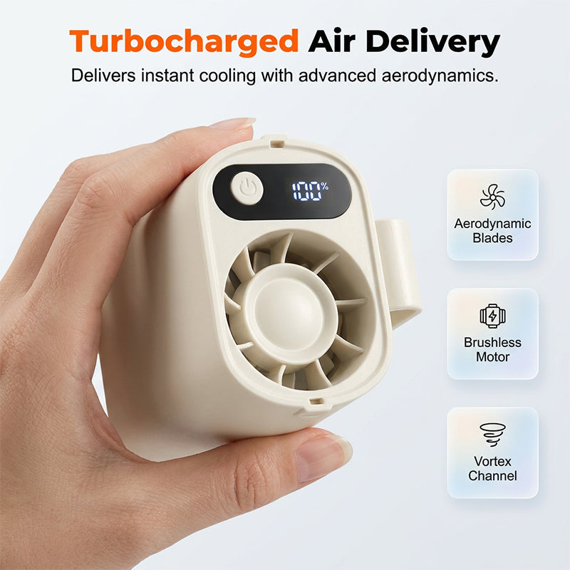 Tragbarer Clip-Ventilator mit Digitalanzeige