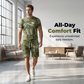 🔥Herren Lässiges Kunstdenim-Print T-Shirt & Shorts Set