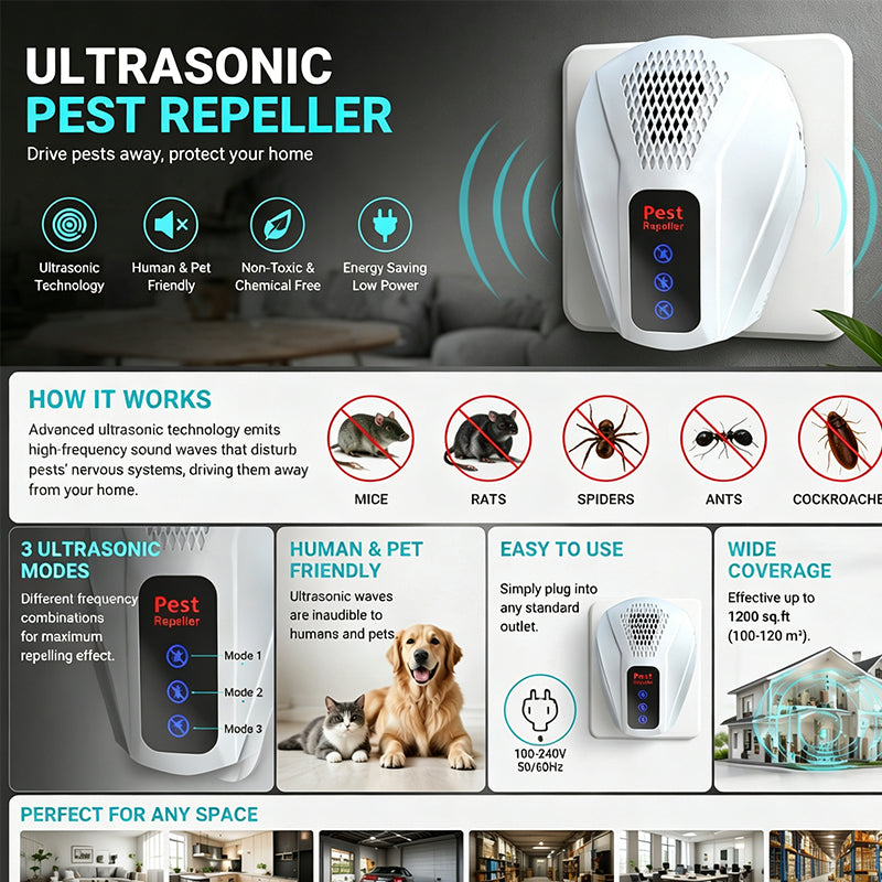 360° geräuschloser Ultraschall-Mäuseabwehrer