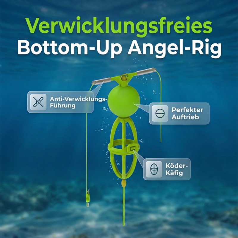 Verhedderungsfreies Bottom-Up-Futterkorb-Angelsystem